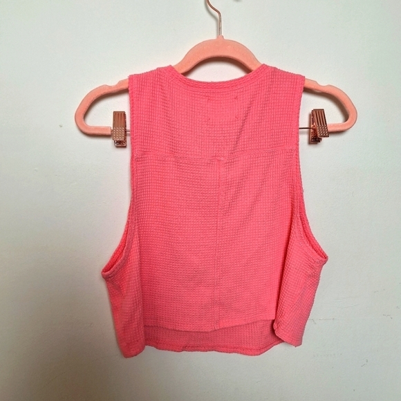 Aerie Offline Wow Coral Cropped Waffle Knit Tank Top Size Xs - Picture 2 of 7